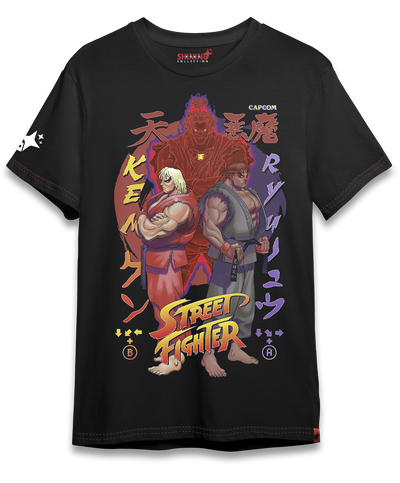 Polera Street Figther Akuma: Ryu y Ken Corrompidos Oversized Long Fit Unisex