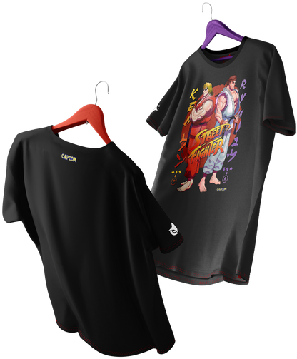 Polera Street Figther Ryu y Ken Oversized Long Fit Unisex