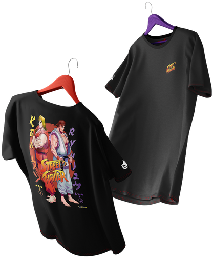 Polera Street Figther Ryu y Ken Oversized Long Fit Unisex
