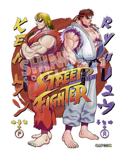 Polera Street Figther Ryu y Ken Oversized Long Fit Unisex